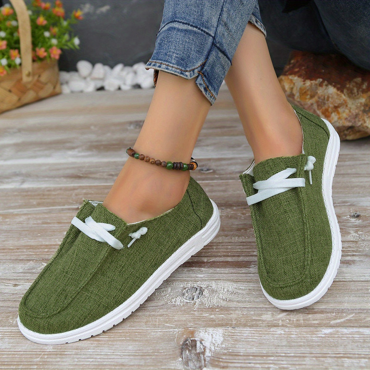 Solid Color Canvas Shoes, Casual Lace Up Walking Sneakers