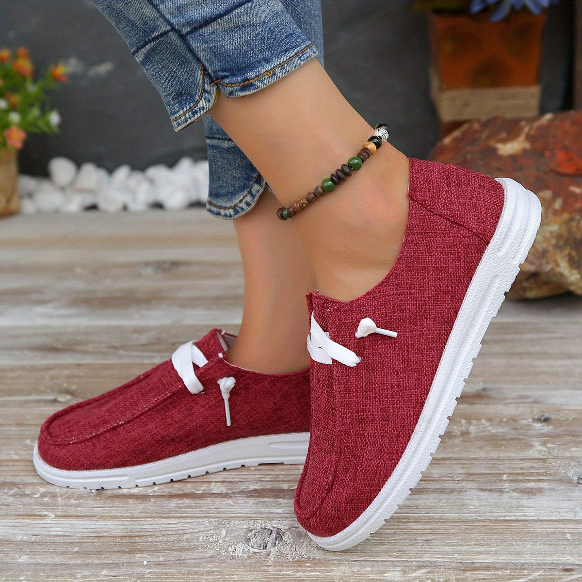 Solid Color Canvas Shoes, Casual Lace Up Walking Sneakers