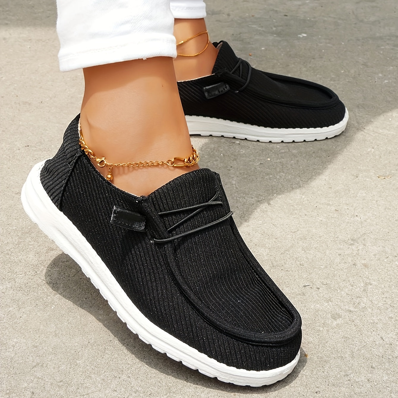Solid Color Canvas Shoes, Round Toe Lace Up Loafers