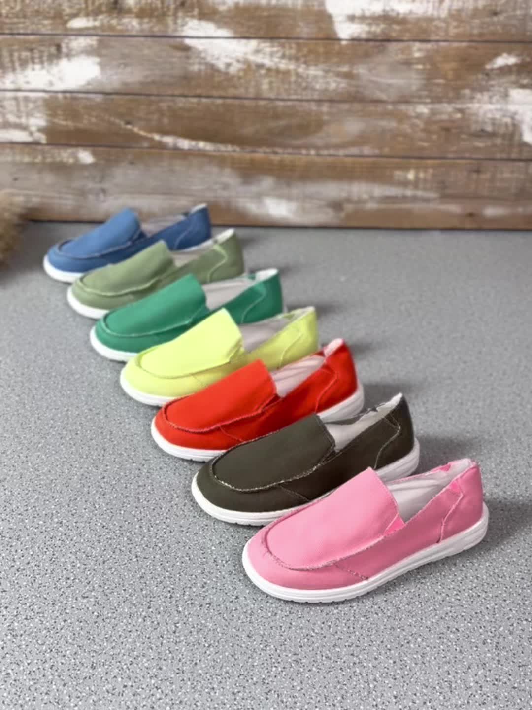 Flat Canvas Shoes, Solid Color Slip On Low Top Sneakers