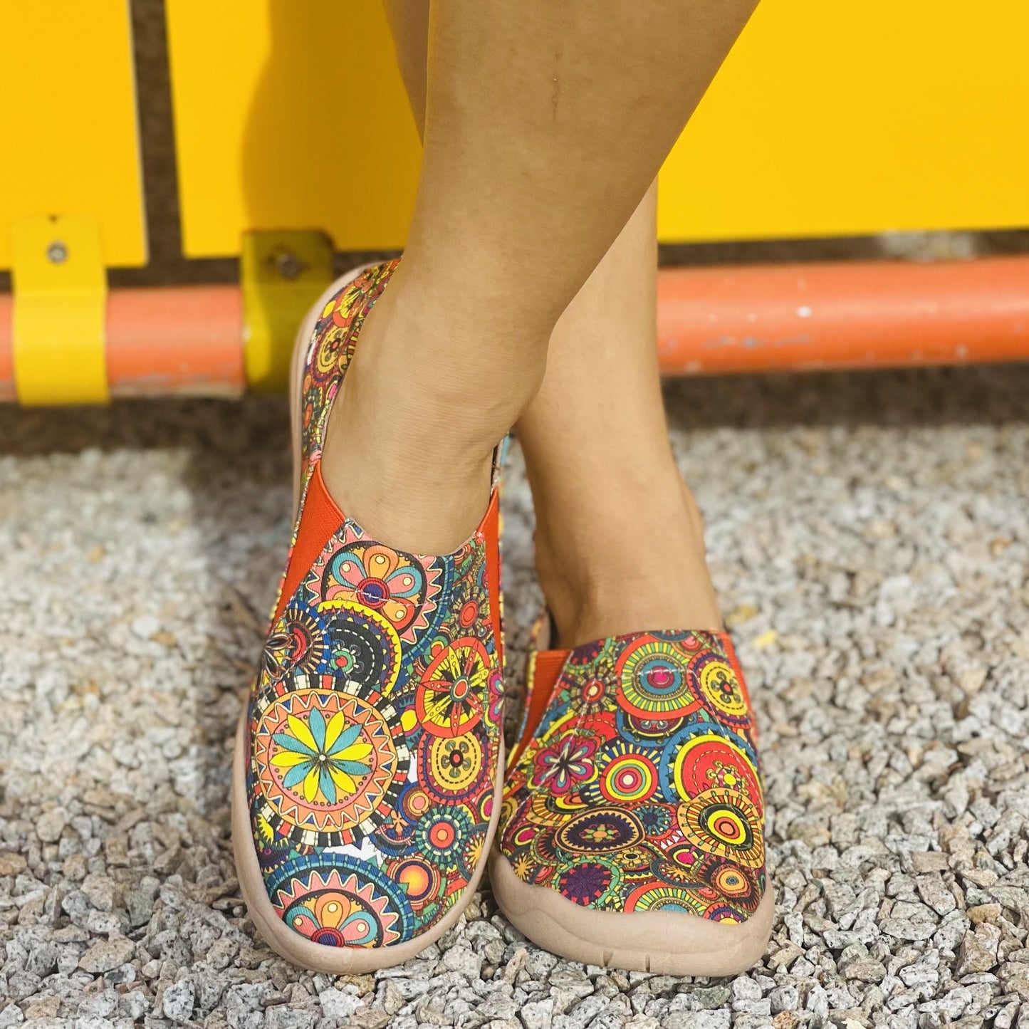 Casual Canvas Shoes, Colorful Floral Print Walking Shoes